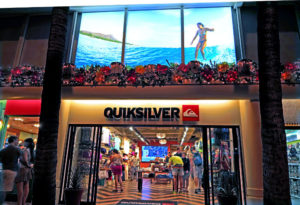 Direct LED SEG frames displays at Quiksilver store front